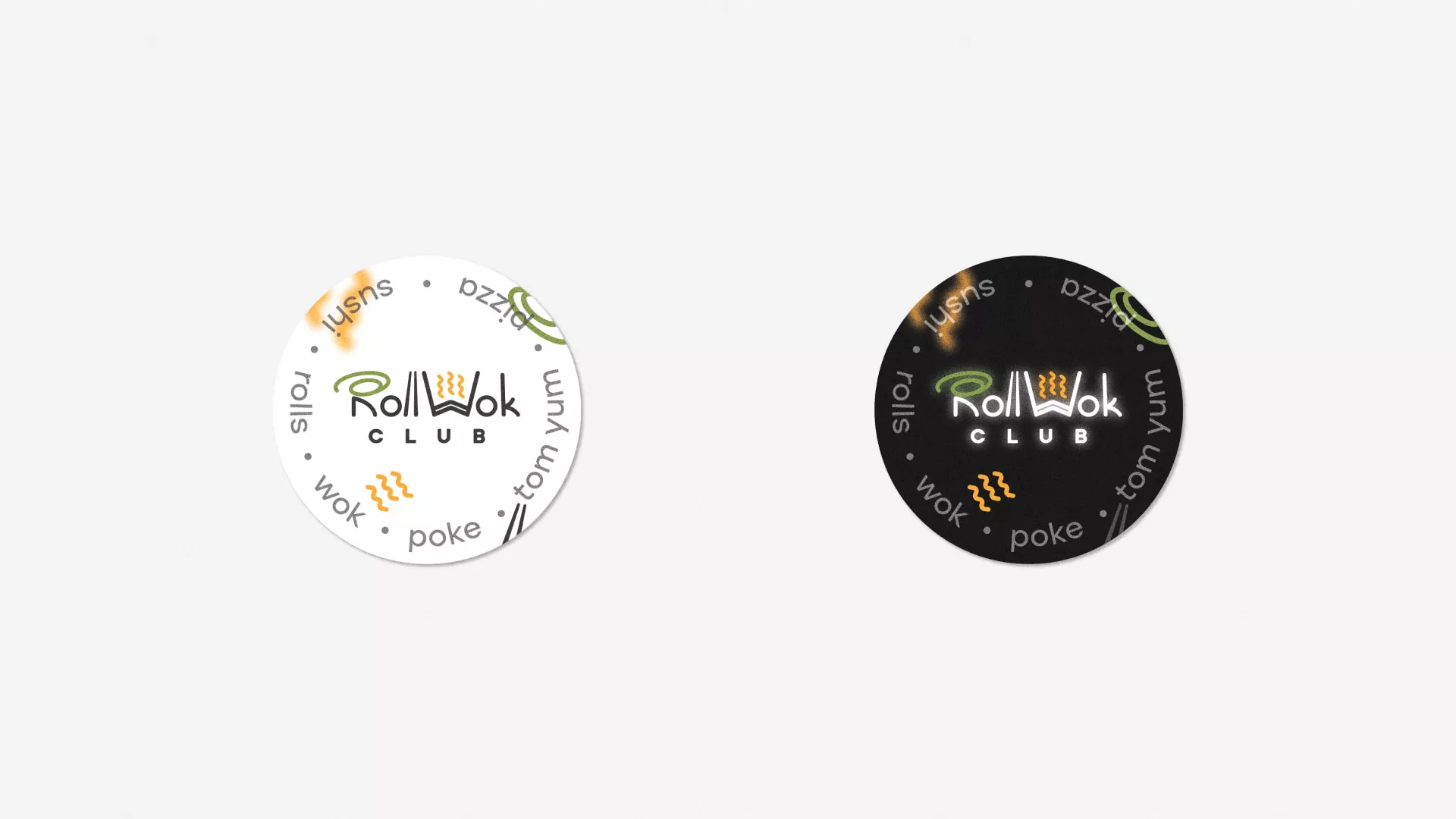 Разработка наклеек для суши-бара «Roll Wok Club» в Свердловском